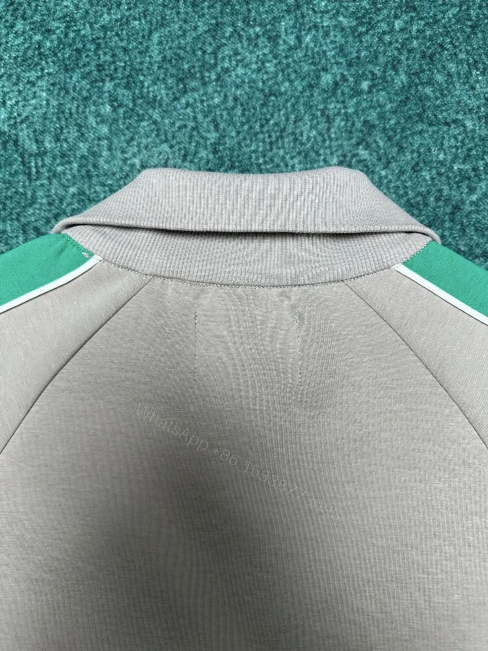 View 10 of Grey + Soft Grey Fabric + Track Jacket + Green Stripe Detail + Product Type