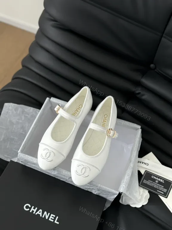 White Chanel-Inspired Mary Jane Flats: Signature Quilted Leather, Comfort — view 1