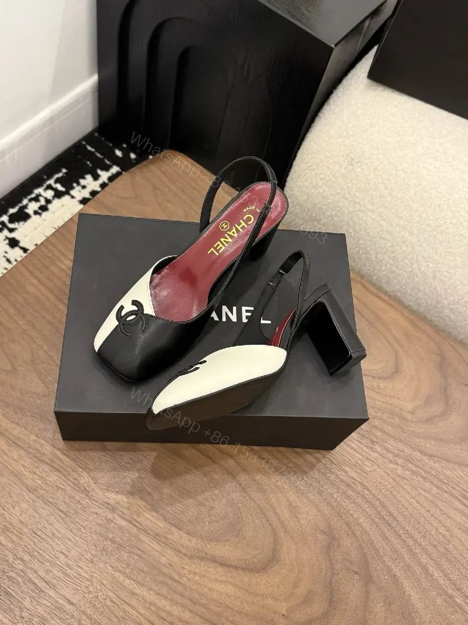View 7 of Two-Tone Slingback Heels – Modern Mono Contrast Comfort