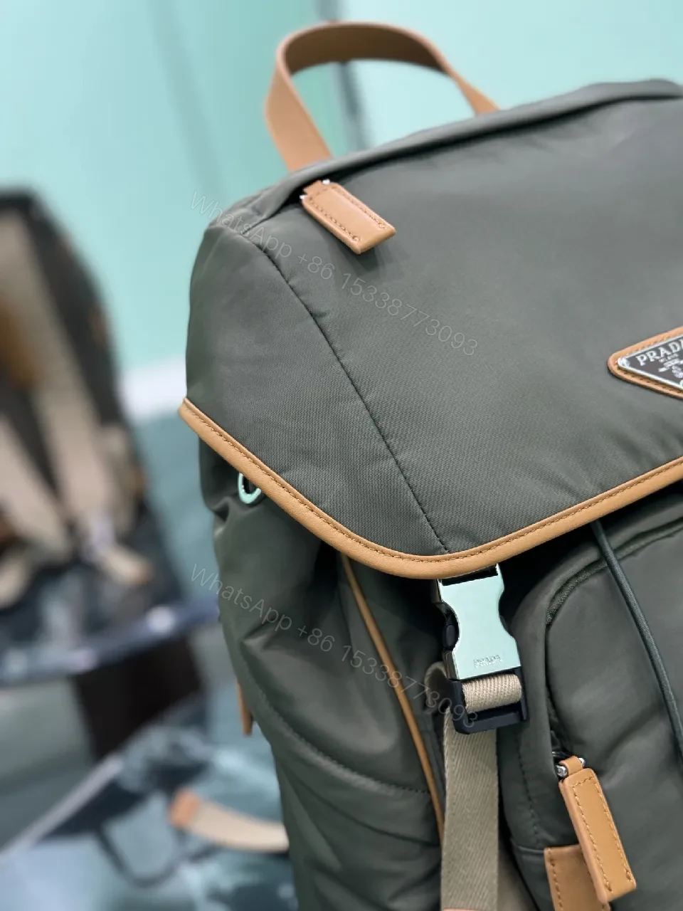 View 9 of All-Season Luxe Utility Backpack: Sleek, Durable Leather-Trim Nylon
