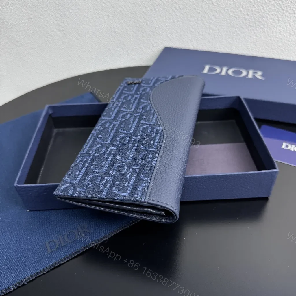 View 4 of Deep Navy Jacquard Cardholder: Luxe Leather Trim, Slim Style