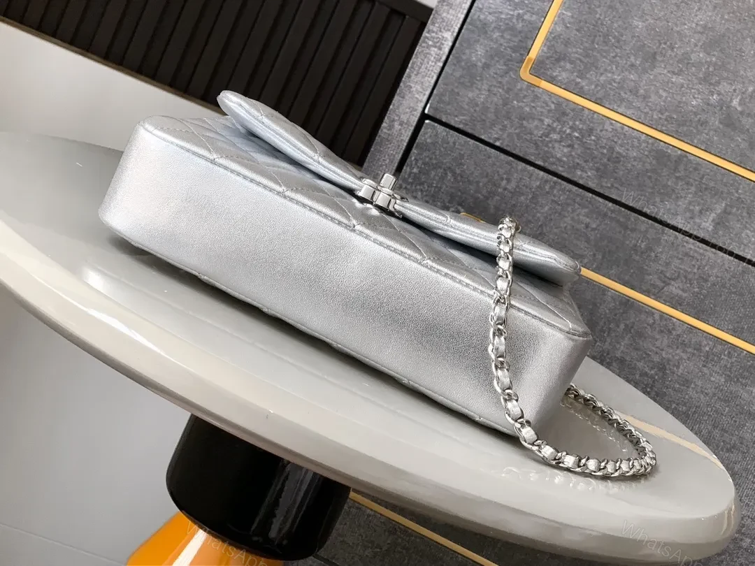 View 9 of Shimmer Quilted Chain Bag: Metallic Luxe Everyday Bag
