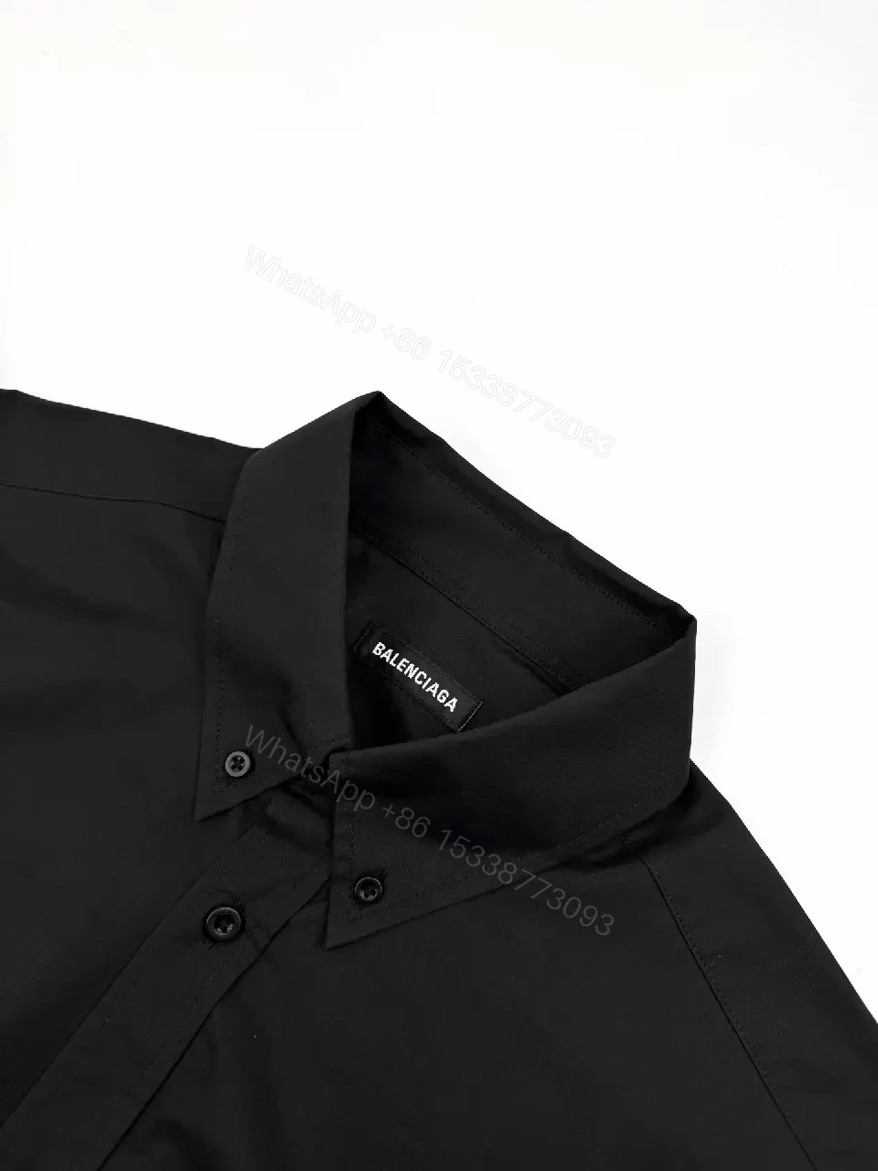 View 9 of Black Button-Down Shirt: Balenciaga-Inspired Patch, Modern Minimalist
