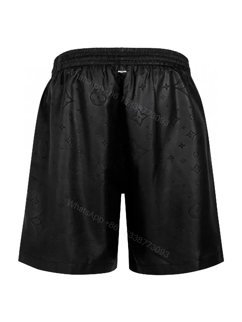 View 7 of Black Leather-Look Louis Vuitton Scan Shorts with Drawstring
