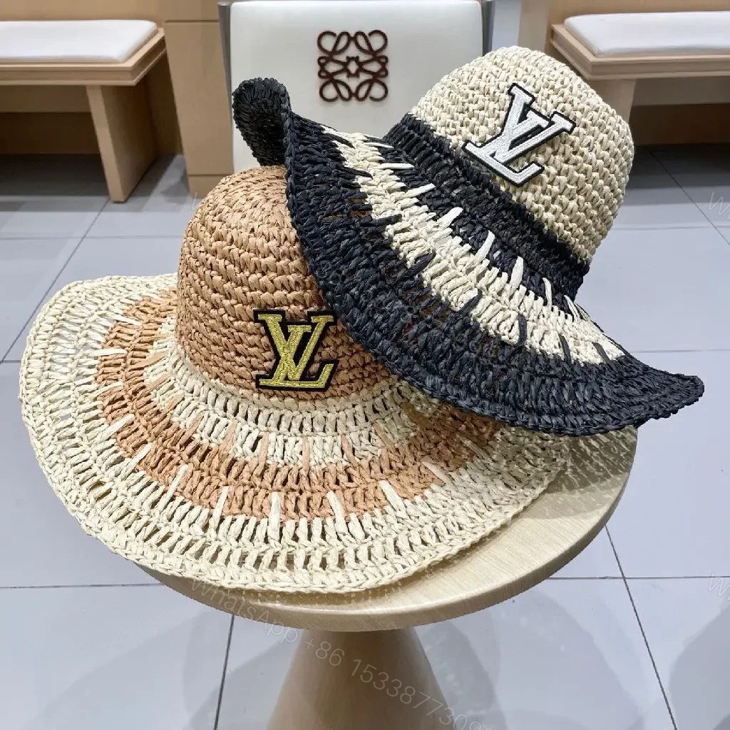 View 6 of Elegant Straw Hat with LV Emblem - Sun-Ready Luxury Hat