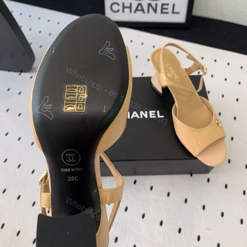 View 9 of 高仿Chanel*G45723C魚嘴高踭鞋漆皮黃色5.5CM免檢版