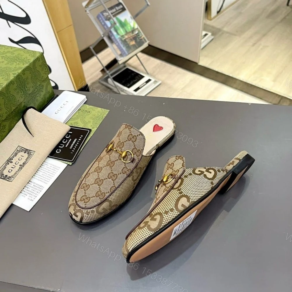 View 4 of Gucci Women Princetown Slipper Beige And Ebony GG Canvas 475094 UKO60 2588