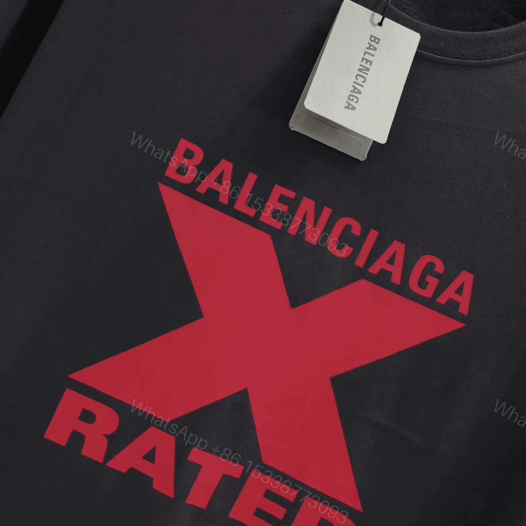 View 4 of BALENCIAGA X-RATED BLACK COTTON-JERSEY T-SHIRT – BB39