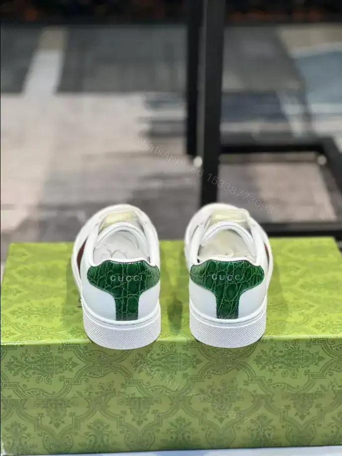 View 5 of GUCCI ACE LEATHER SNEAKER WITH GREEN CROCODILE – GC229