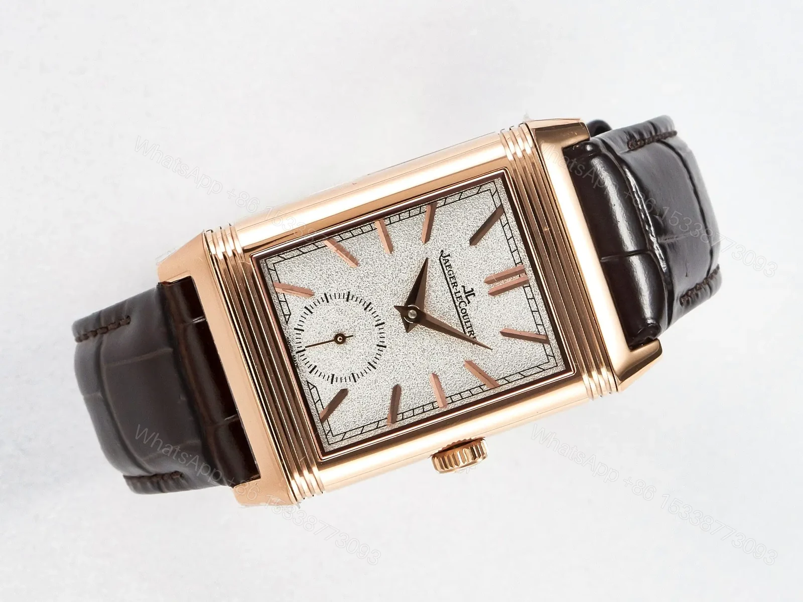 View 4 of Reverso Tribute Duoface Small Seconds RG MGF Best Edition White Spray Paint Dial on Black Leather Strap A854A