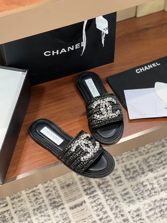 View 7 of Chanel-Inspired Embellished Slide Sandals: Luxe Comfort