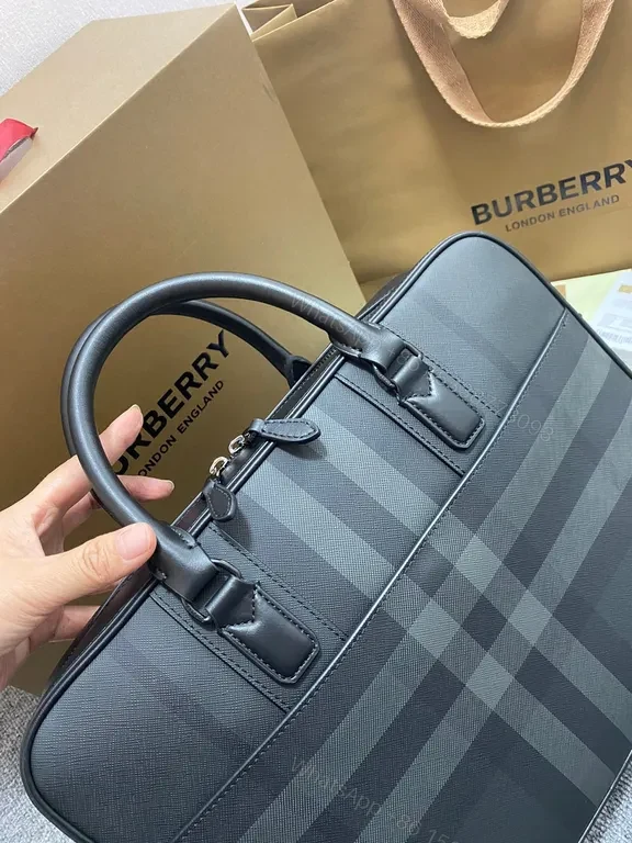 View 8 of Burberry Check Satchel: Structured Leather-Trim Elegance, Everyday Boxed-Appearance