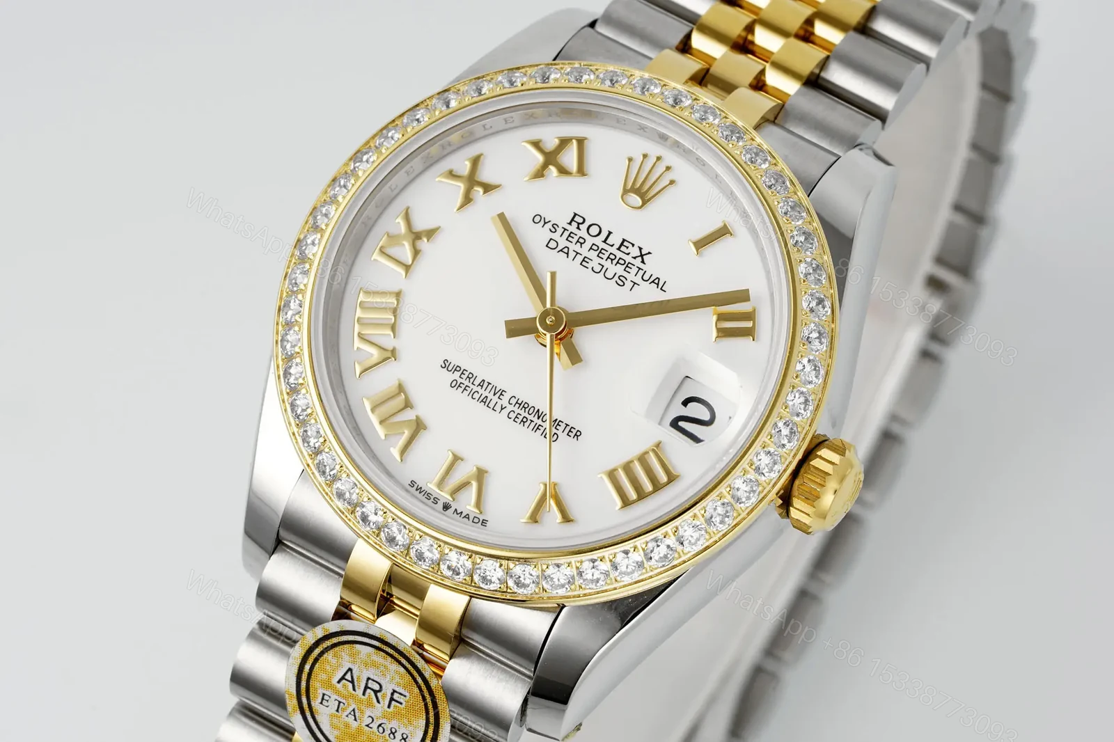 View 2 of Rolex Datejust 31 Rolesor Yellow Diamond Jubilee White Roman Dial 178383-0012