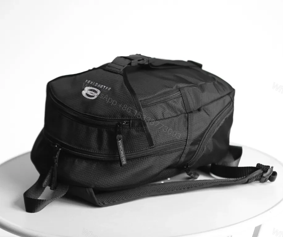 View 4 of Black Tech-Ready Backpack, Minimal Balenciaga-Inspired, Compact, Water-Resistant, Everyday Carry