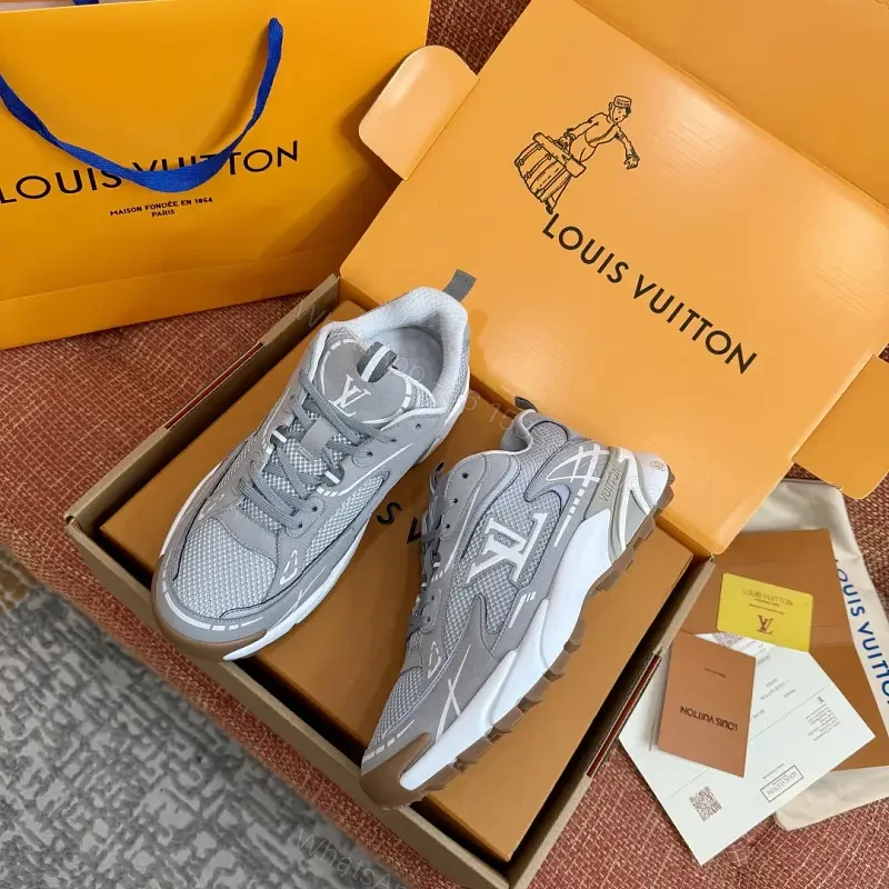 Gray Mesh Leather Details Modern Durable Support Sneakers — view 1