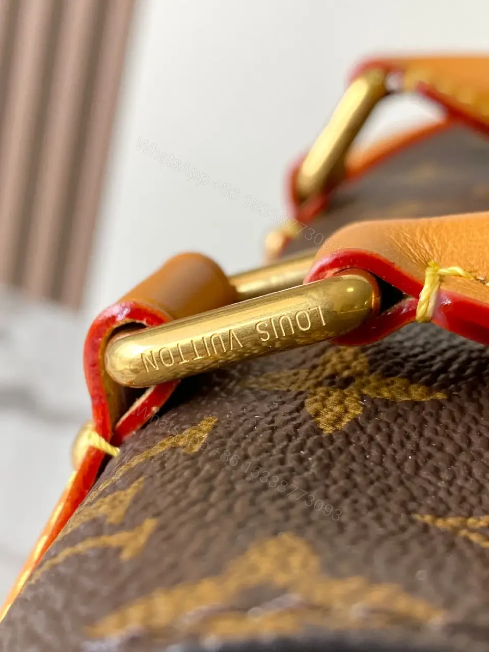 View 5 of Dark Brown LV Monogram Mini Luggage Bag on Wheels