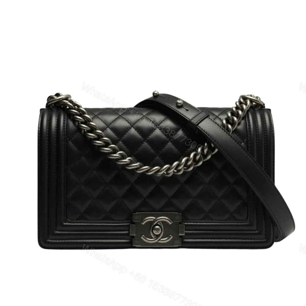 Chanel Boy Medium Handbag Black Sliver Hardware 25Cm — view 1