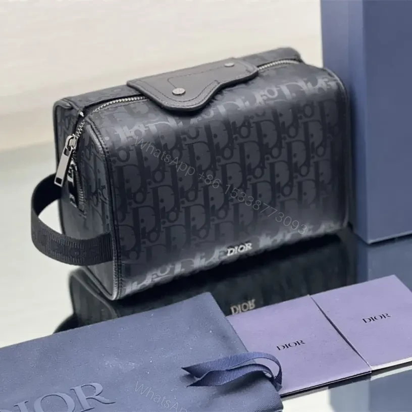View 3 of 高仿Dior*Lingot系列2ADH00N印花尼龍料化妝收納包黑色免檢版