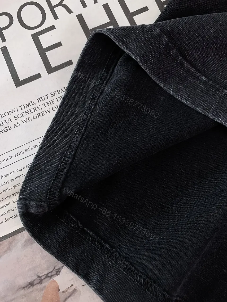 View 4 of Black Cotton-Blend Oversized Tee, Premium Streetwear Essential, Logo Detail