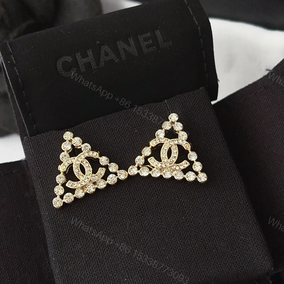 View 3 of Chanel Cc Logo With Triangular Gemstones Gold Ab2468 B010203 Nk635