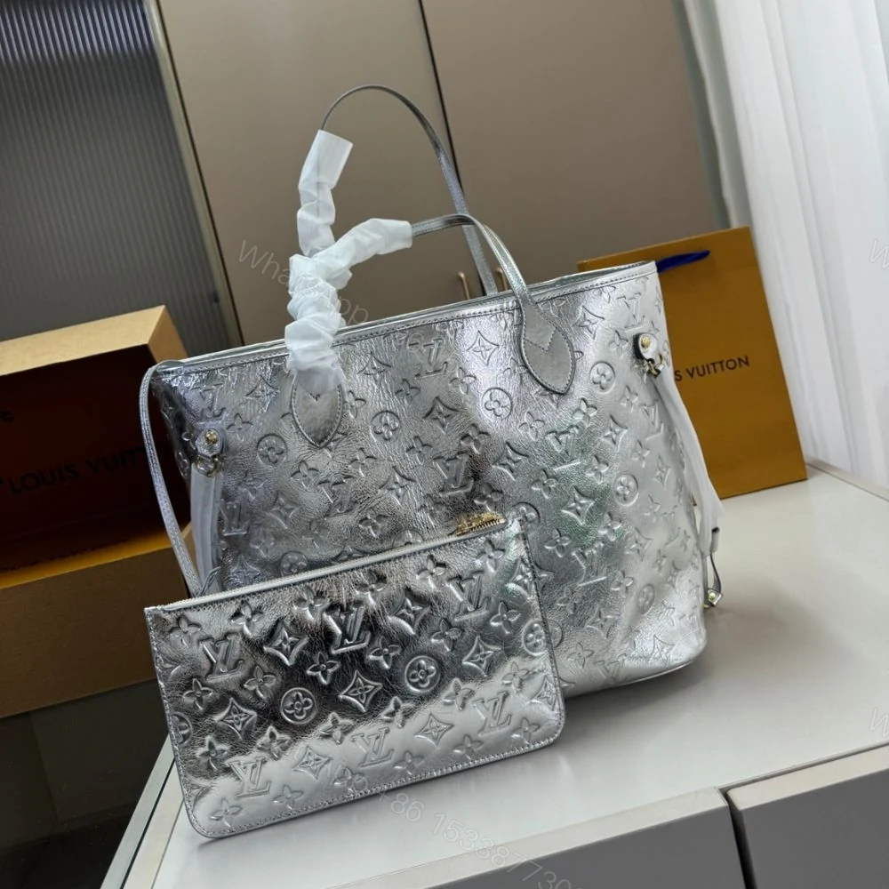 View 5 of Louis Vuitton Neverfull MM Silver 32Cm