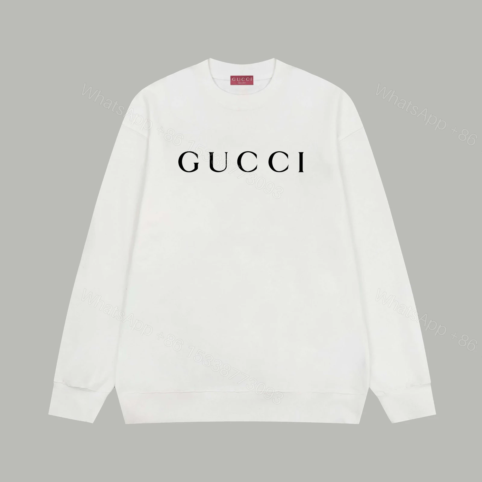 Gucci高仿白色LOGO長袖T恤 經典字樣印花 秋冬層次搭配首選 — view 1