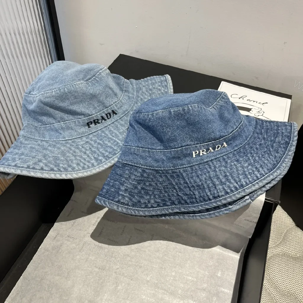 View 7 of Denim Bucket Hat with Lux Logo Detail - Essentials Style