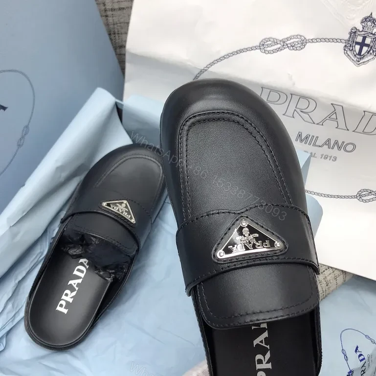 View 5 of Prada Black Leather Loafers â€” Signature Logo, Everyday Sophistication