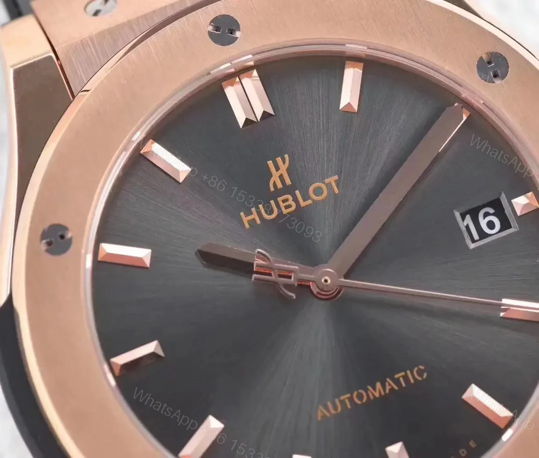 View 3 of Hublot Classic Fusion Rose Gold with Black Dial and Leather Strap Watch