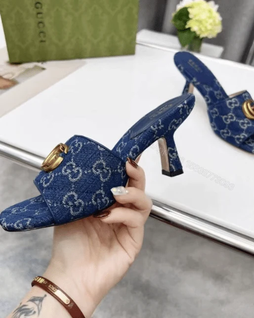 View 5 of Gucci Women’S GG Denim Sandals