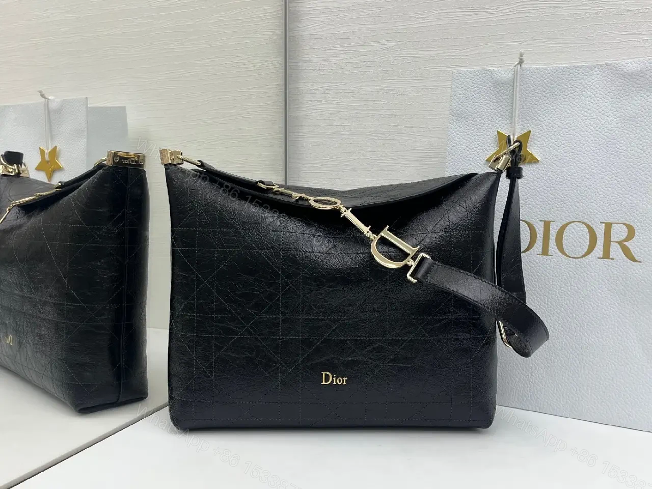 View 8 of Elegant Black Leather Structured Shoulder Bag: Petite Luxury