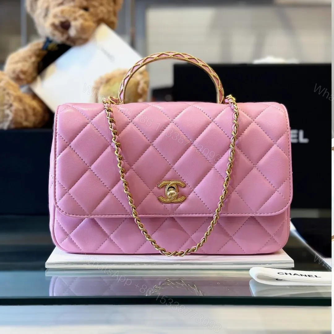 Chanel Coco Mini Handbags Pink With Lock Gold 22x21cm — view 1