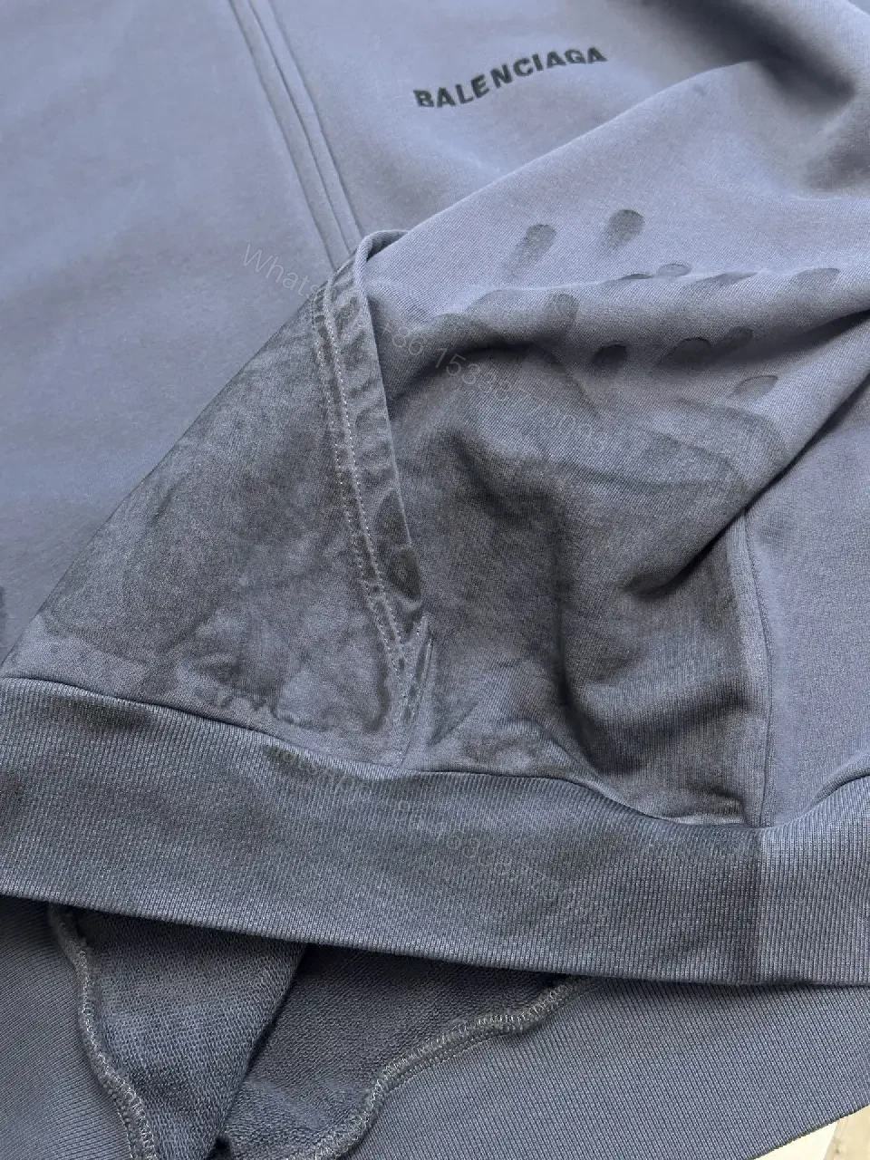 View 2 of Slate Cotton-Blend Zip Hoodie with Textured Pockets