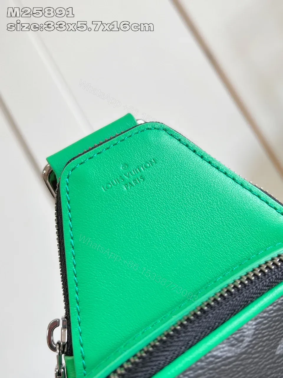 View 5 of Compact Monogram Messenger Bag: Grey, Neon Accent, Luxe Street Style