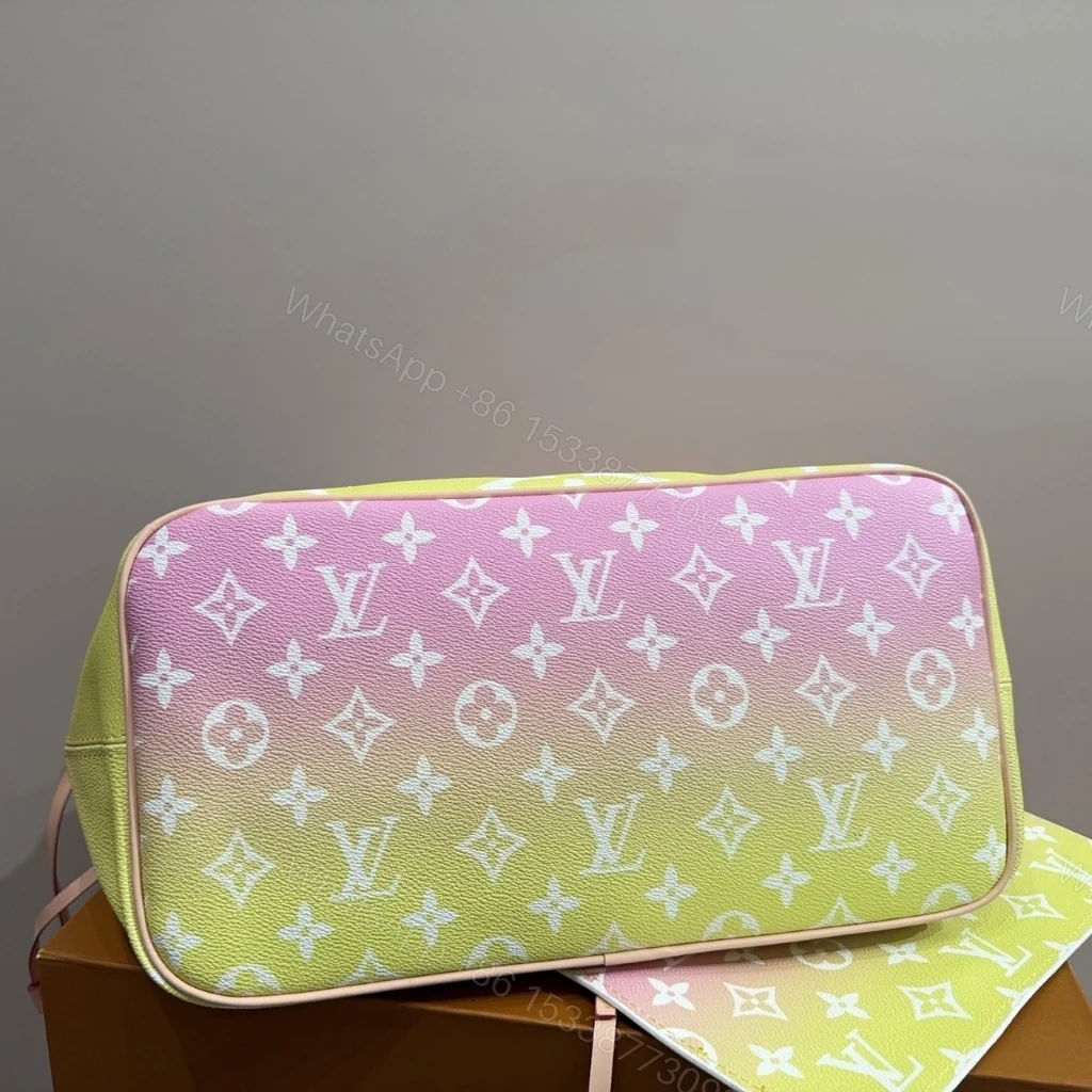 View 5 of Louis Vuitton Neverfull MM By The Pool Monogram Giant Yellow Pink 31Cm M45680