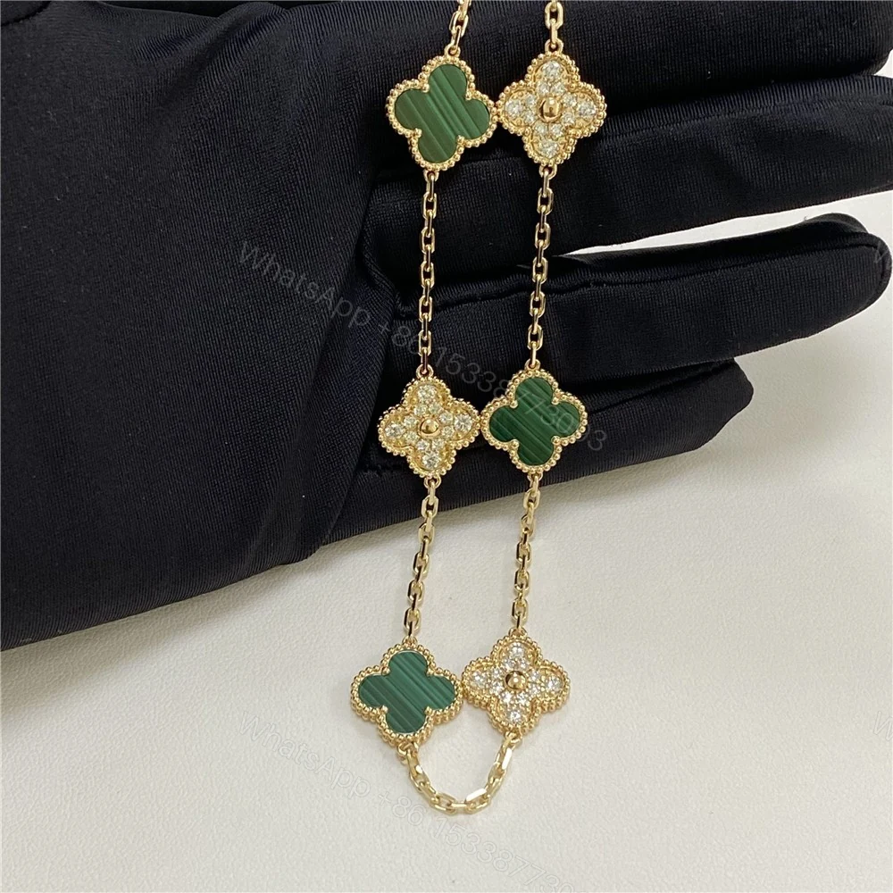 View 7 of Van Cleef Vintage Necklace 10 Motif Green Diamond VCARO9J400