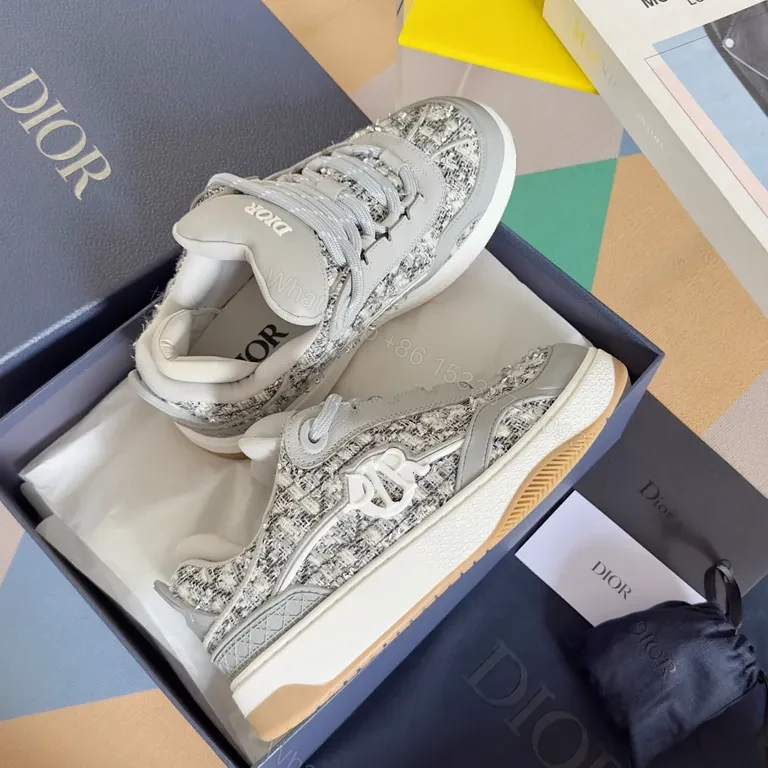 View 4 of Textured Luxury High-Tops: Dior-Inspired Chic Sneakers