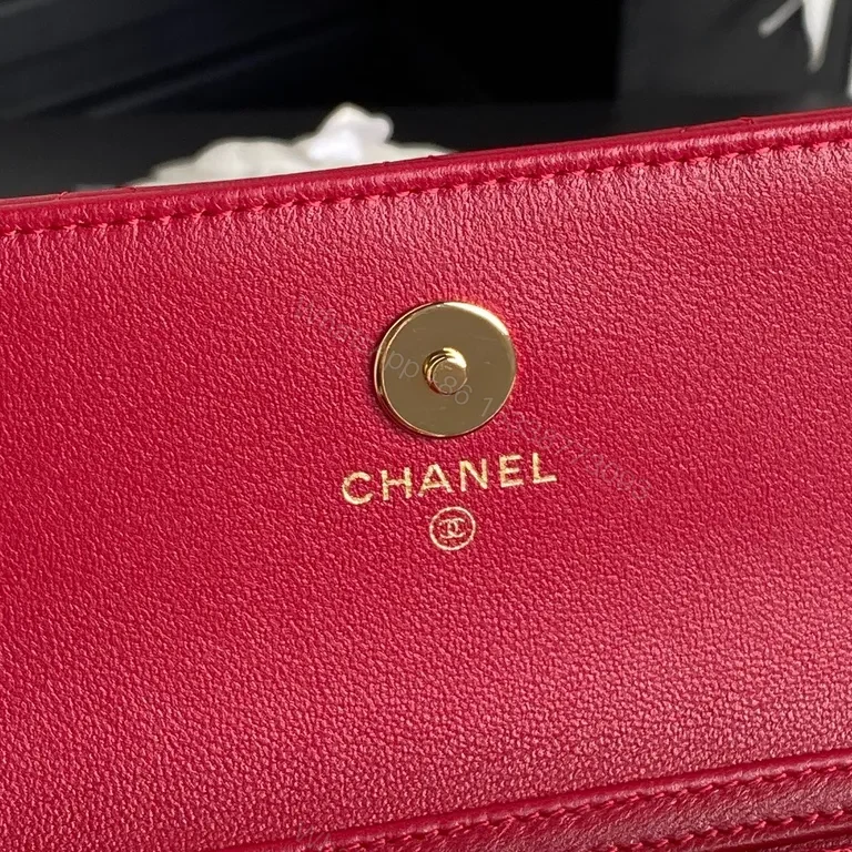 View 4 of Crimson Quilted Flap Bag: Luxe Compact Classic Chain-Charms