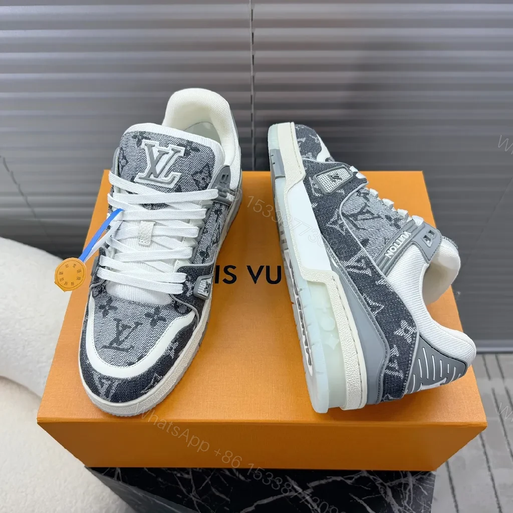 View 6 of Denim-Texture LV Low-Top Sneakers: Modern Luxury, Everyday Ease