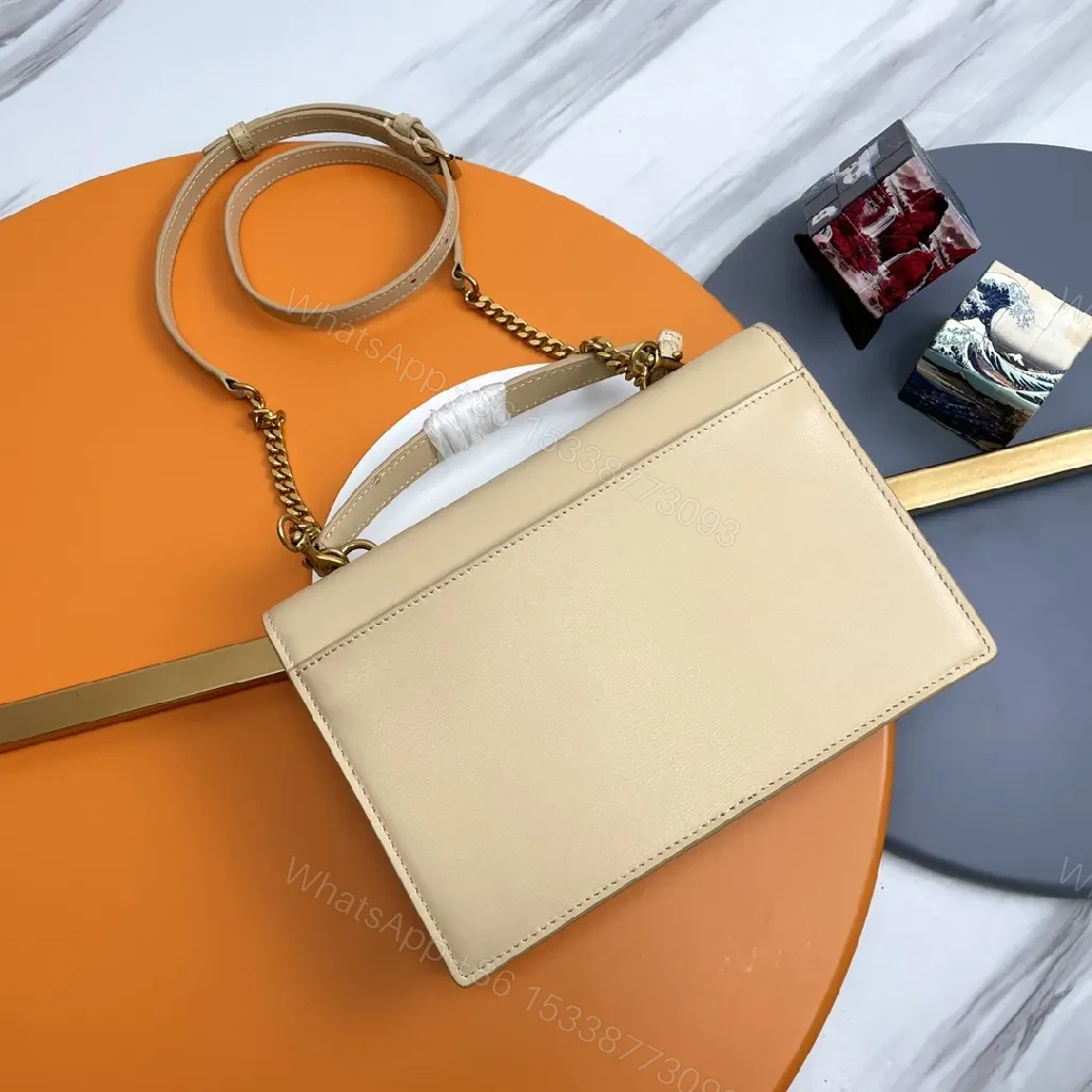 View 5 of Beige Leather Crossbody: Minimalist Luxury with Gold Hardware