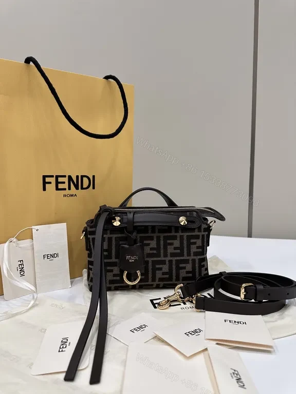 View 4 of Gold-Hardware Fendi-Inspired Monogram Crossbody Bag