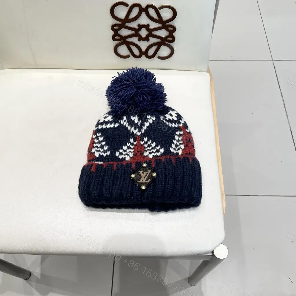 Navy Knit Beanie with Pom – Luxe Designer-Inspired Warmth — view 1
