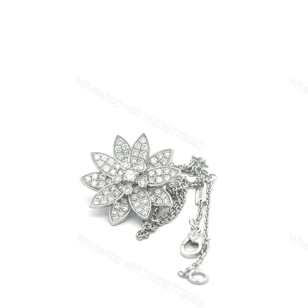 View 2 of Van Cleef & Arpels Lotus White Gold Clip Pendant & Brooches