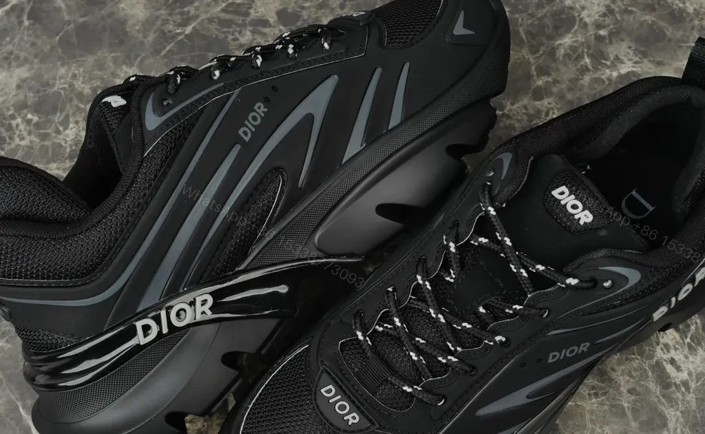 View 3 of Bold Dior-Influenced Sneakers: Luxe All-Black, Sculpted Comfort