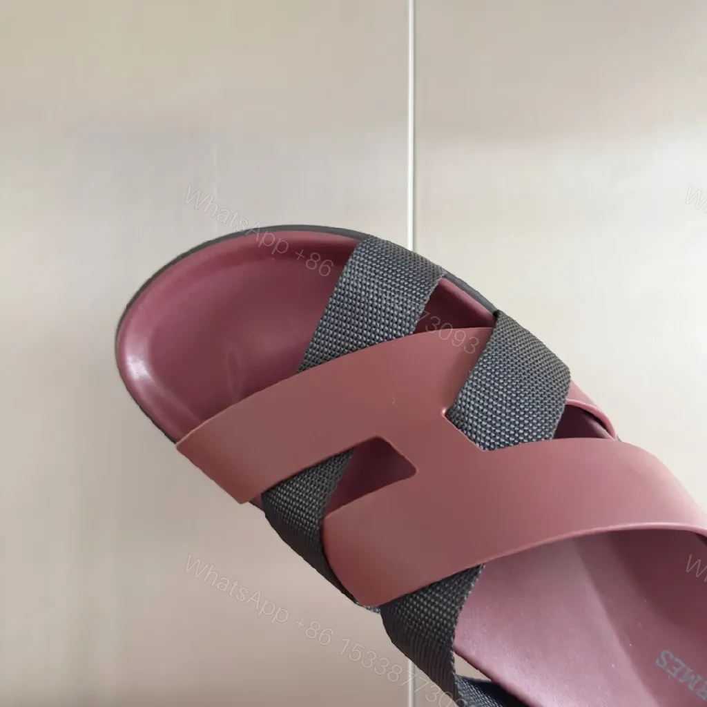 View 8 of Bold Burgundy Vegan Leather Sandals – Architectural Straps, All-Day Comfort