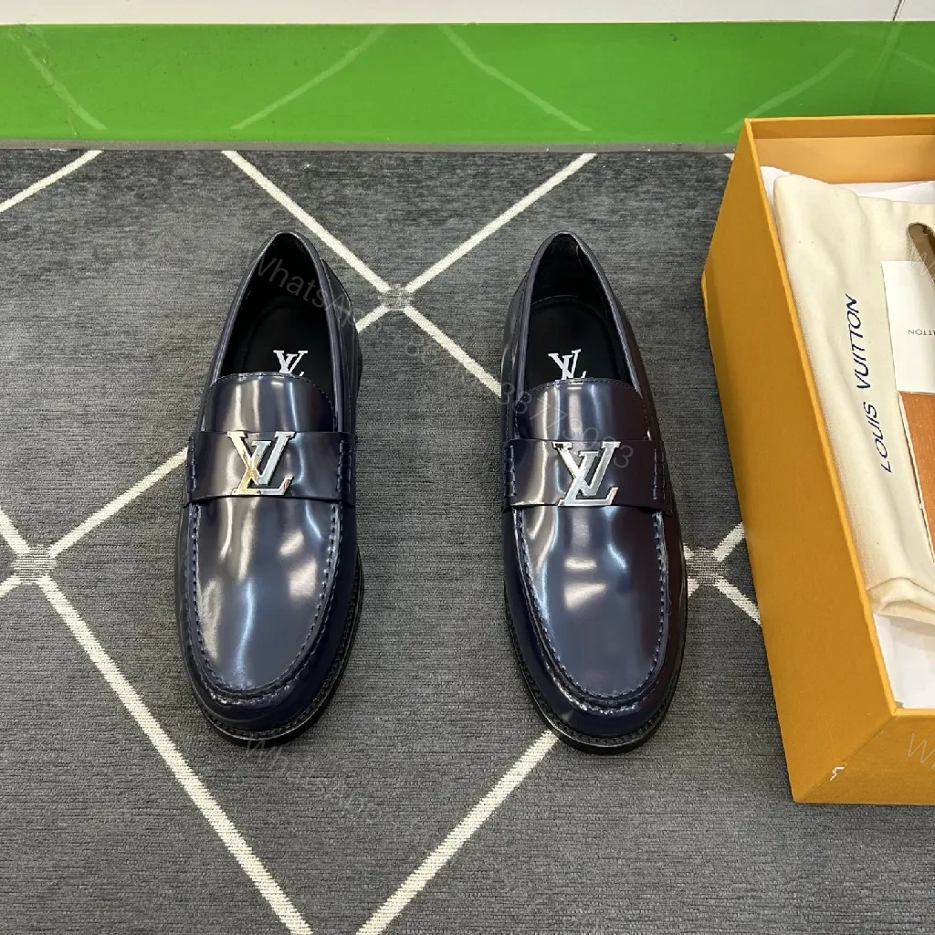 View 6 of Glazed Calfskin Loafer with Signature LV Hardware