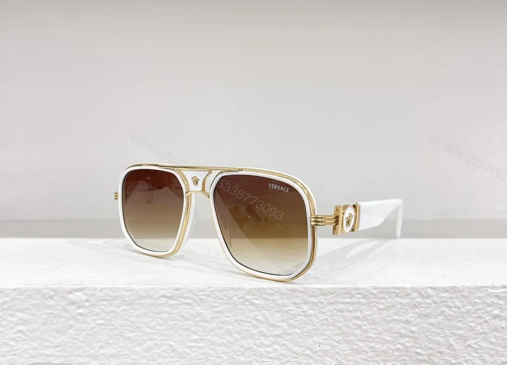 View 5 of Gold-Tone Frame Designer Sunglasses with UV400 Protection - Unisex