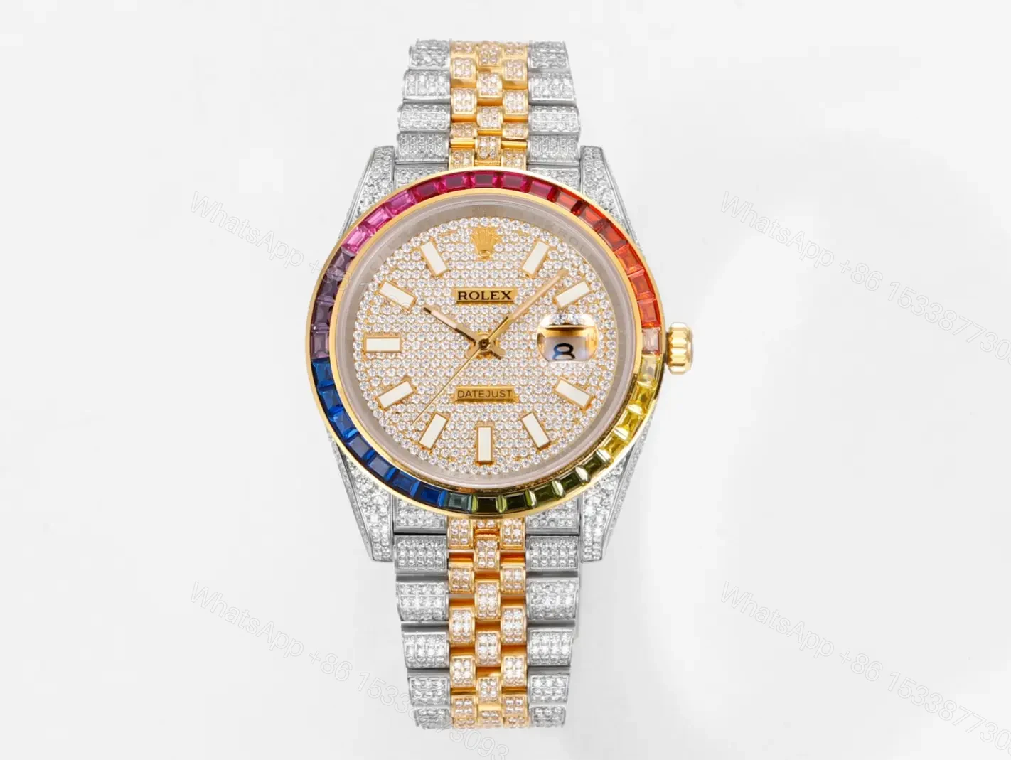 Stunning rainbow bezel datejust replica 36MM Pavé Diamond Edition RG-DJ36-RAINBOW-BEZEL-PAVE — view 1