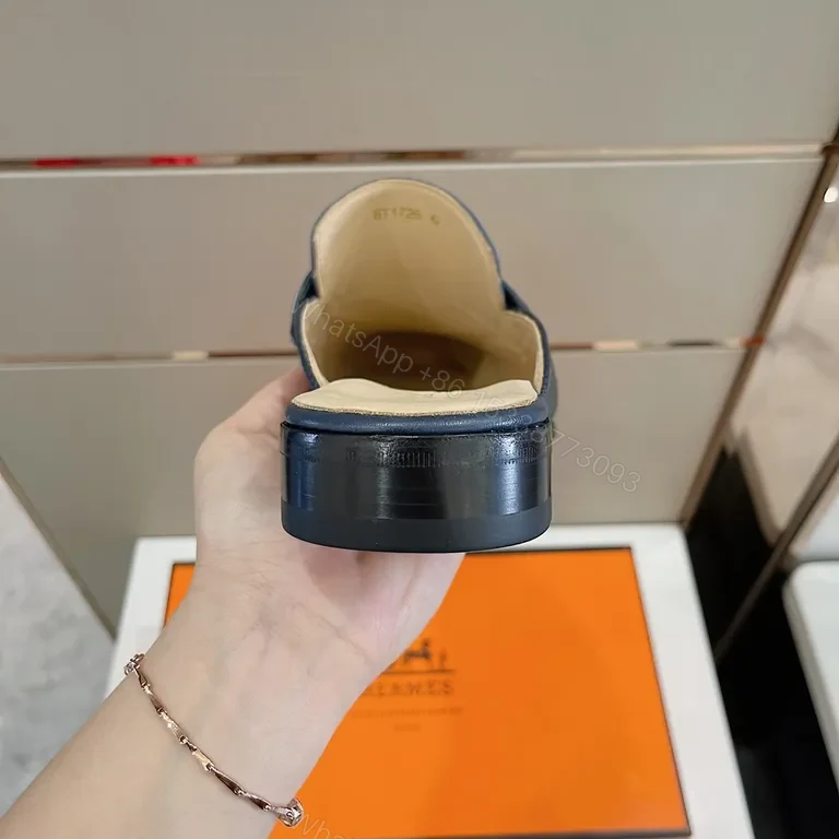 View 7 of Navy Leather Horsebit Mule: Luxury Slip-On Pro