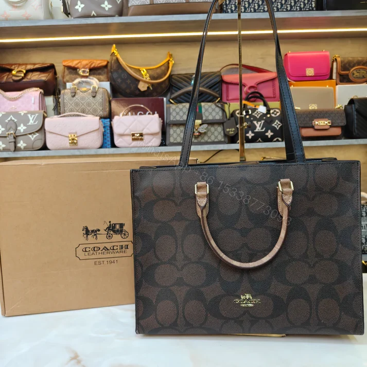 FIRST COPY COACH MAGGIE TOTE BAG ULTRA PREMIUM EDITION IN CHOCOLATE BROWN — view 2